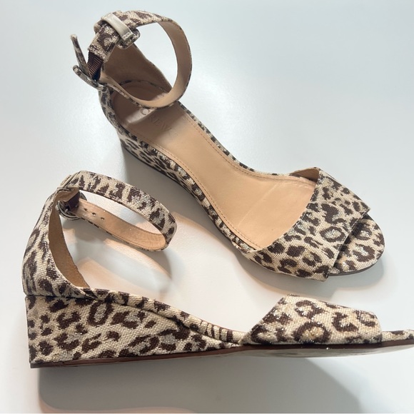 J Crew Laila Wedges Leopard Print Ankle-Strap Sandals Open Toe Cute Trendy 9 - Picture 12 of 12